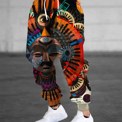 2025 New Men's Building Block Print Casual Pants Hip-Hop Street Style Drawstring Sweatpants Outdoor Fashion Men Drawstring Pants