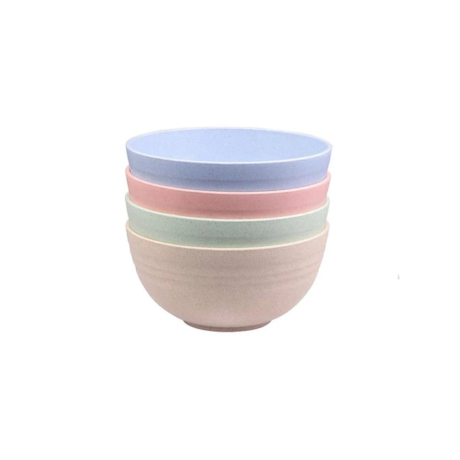 LMETJMA 4Pcs Unbreakable Reusable Cereal Bowls Wheat Straw Bowls Lightweight Bowl Sets For Noodle Soup Snack Salad Fruit JT89