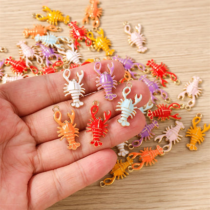 10pcs Cute Mix Marine Life Charms Enamel Starfish Lobster Crab Charms Pendants for Jewelry Making Necklaces Earrings DIY Gifts