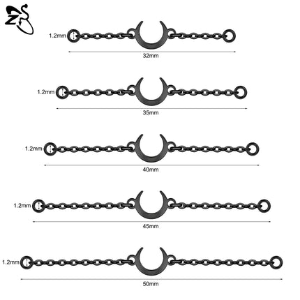 ZS 1 Piece Stainless Steel Nose Chain 32MM-50MM Bridge Piercing Sharp Cone Tassel Dangle Nostril Piercings Jewellery Accessories