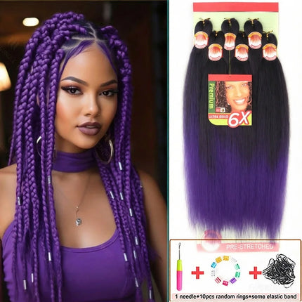 6X Braids 26 Inch Braiding Hair Pre Stretched Blonde Ombre Braiding Hair Synthetic Fake Hair Extensions for Braids Women