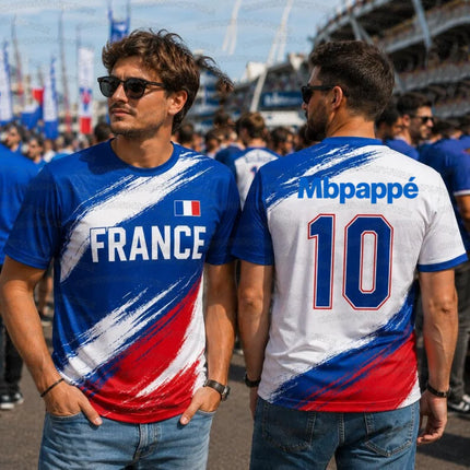 2026 Summer France Flag Print Soccer Jersey NO.10 Mbappé Men's Women's Quick Dry Sports Tees Soccer Fans Training T-shirt Tops