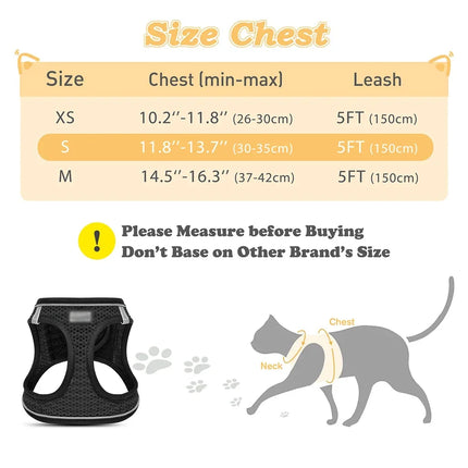 Cat Dog Harness with Lead Leash Adjustable Vest Polyester Mesh Breathable Harnesses Reflective Strip for Small Dog Cat accessories