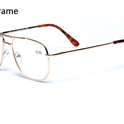 Unisex Stainless Steel Pilot Reading Glasses Women Men Anti Blue Light Presbyopic Eyeglasses Double Bridge Hyperopia Spectacles