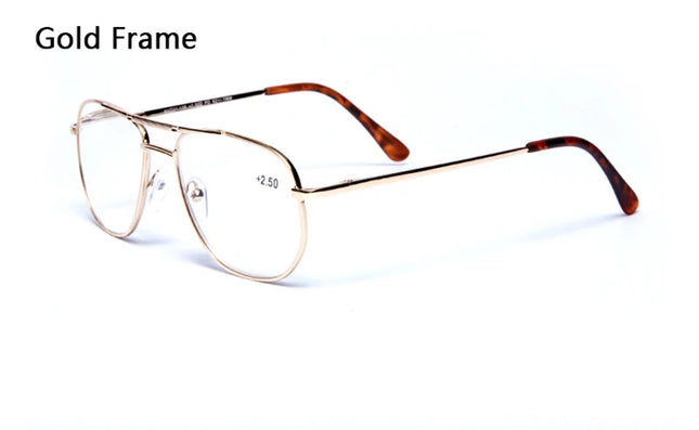 Unisex Stainless Steel Pilot Reading Glasses Women Men Anti Blue Light Presbyopic Eyeglasses Double Bridge Hyperopia Spectacles