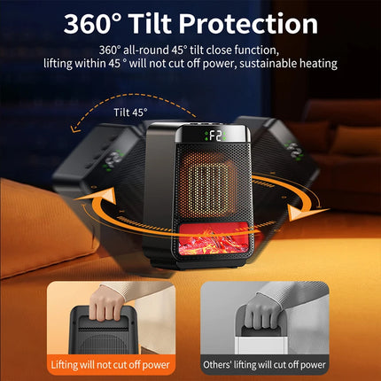 Realistic 3D Flame Electric Fireplace Space Heater For Home Office PTC Timer Silent Energy Saving Quick Heat Decorative