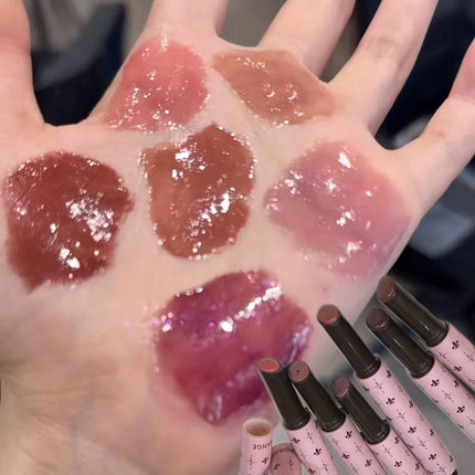 Mulberry Purple Shimmer Lip Jelly Pen Moisturizing Mirror Water Light Solid Lip Gloss Film-forming Non-Fading Gloss Lipstick