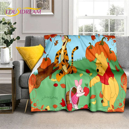 Cute Winnie Pooh Bear Cartoon Soft Flannel Blanket for Bed Bedroom Sofa Picnic,Throw Blanket for Outdoors Leisure Gift Kid Cover