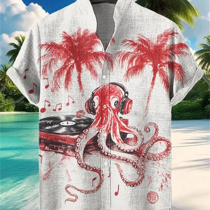 Summer Fashion New Men's Linen Hawaiian Shirt 3D Printed Shirt Short Sleeve Casual Beach Shirt Vintage Shirt