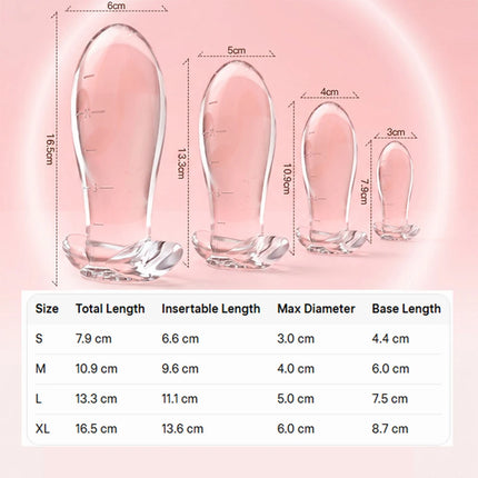 Large Crystal Clear Silicone Dragon Egg Anal Plug with Size Markings Soft Flexible Prostate Massager for Men And Women