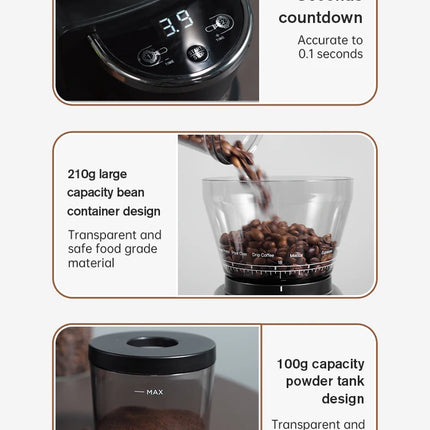 HiBREW Coffee Mill Automatic Electric Coffee Grinder with 31 Gears for Espresso American Coffee Pour Over Visual Bean Storage G3