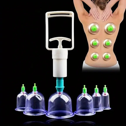 6Pcs Vacuum Cupping Sets with Pumping Gun Suction Cups Back Massage BodyCup Detox Anti Cellulite Therapy Cans Healthy CareJars