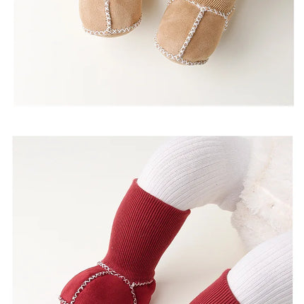 Baby Suede Leather Thick Shoes Infants Winter Plush Warm Booties Fur Girls Booties Unisex Sheepskin Kids Boy Floor First Walkers