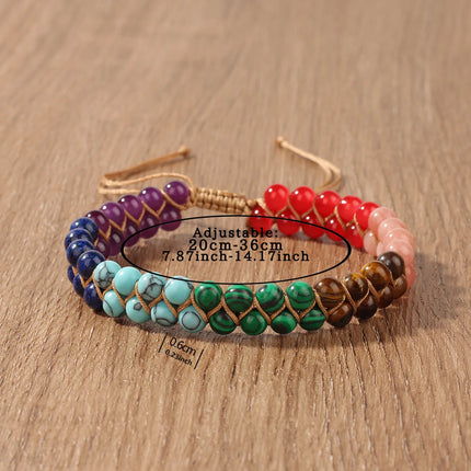 7 Chakras Natural Stone Anklet For Women Symbolize Happiness And Good Luck Crystal Braided Rope Ankle Bracelet Summer Jewelry