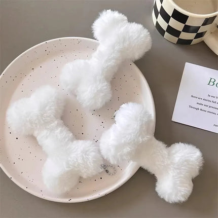 New Cute Dog Bone Pendant Key Ring Plush Keychain Soft Stuffed Keyrings for Boy Girl for Bag Decorations Student Accessories