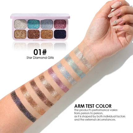Creamy Eyeshadow Palette 8 Shade Set Buildable Sparkle and Highlight Easy Blend No Fallout for Woman Girl Quick Makeup Essential