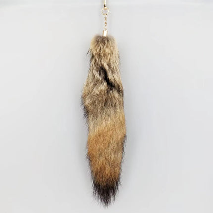 natural fox fur tail keychain furry 2024 chic y2k  beautiful accessory length 40 cm Car Keychains For Women