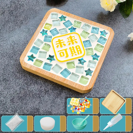 Handmade DIY Mosaic Cup Mat Bottom Bamboo Pad Early Education Free Creation Handicraft Toys