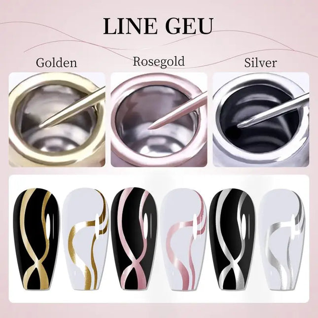 Gold Silver Metallic Liner Gel Nail Polish Chrome Mirror Effect Super Bright French UV LED Semi Permanent Nail Art Gel