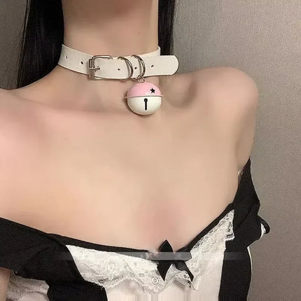Sexy Women Charm Collar Choker Necklace PU Leather Harness Gift Punk Tassel Necklace Maid Cosplay Y2k Gothic Accessories