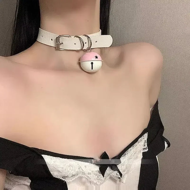 Sexy Women Charm Collar Choker Necklace PU Leather Harness Gift Punk Tassel Necklace Maid Cosplay Y2k Gothic Accessories