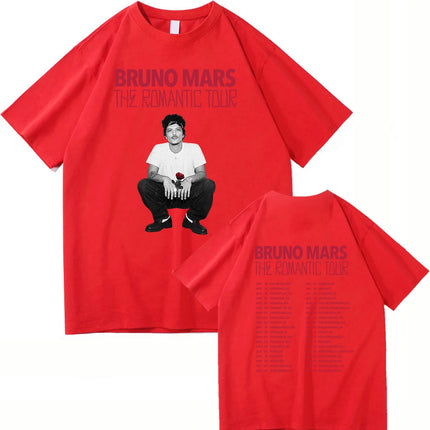 The Romantic Album T Shirt Bruno Mars The Romantic Tour 2026 Men/women Clothing Vintage Harajuku High Quality Cotton Tshirts