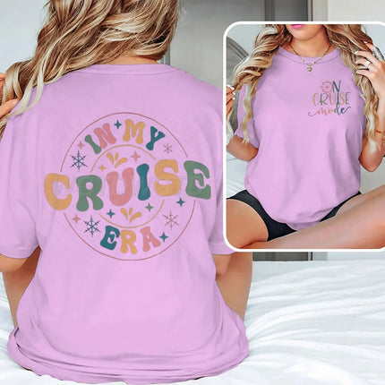 "In My Cruise Era" Graphic T Shirts Women Men "On Cruise Mode" Print Casual Tops Retro Cruise Crewneck Short Sleeve T-shirt
