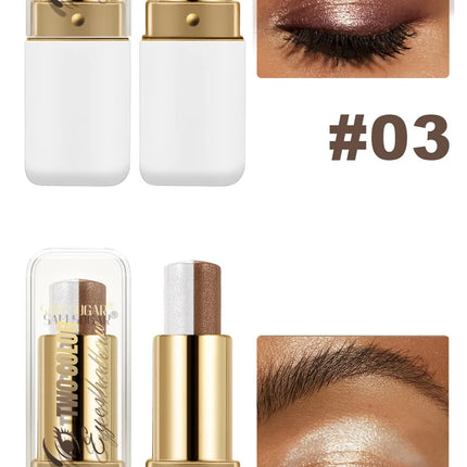 Double Color Eyeshadow Stick Glitter Highlight Shadow Stick Eye Makeup Waterproof Lasting Shimmer Metallic Eyeshadow Makeup
