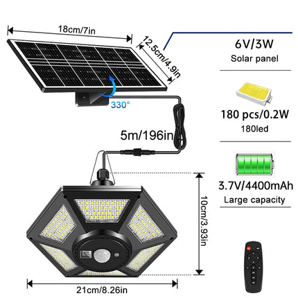 Solar Pendant Lights Outdoor Solar Shed Light Motion Sensor 288 LEDs Dimmable Indoor Barn Lamp Waterproof Gazebo Yard Garage Pat