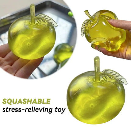 Squishy Green Apple Stress Relief Toy Soft Transparent Slow Rebound Squeeze Toy Decompression Fidget Toy for Adults & Kids