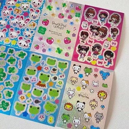 8 Sheets Japanese Cartoon Bunny Girl Radiation Stickers, Strawberry Frog Hand Account, Used for Magazine Decoration Stickers S