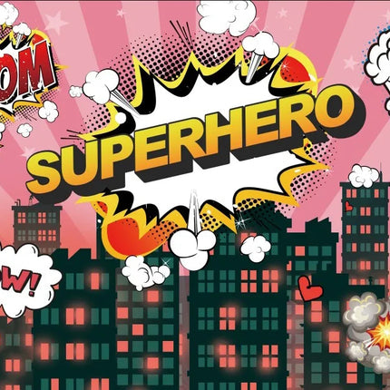 Superhero Baby Shower Birthday Backdrop City Building Super Hero Party Photography Background Photo Studio Custom Name Banner