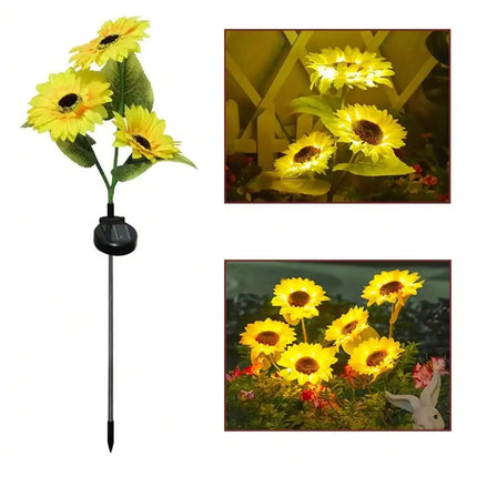 1PC Solar Powered Sunflower Light Outdoor Waterproof LED Ground Insert Lawn Lamp For Garden Lawn Courtyard Decoration