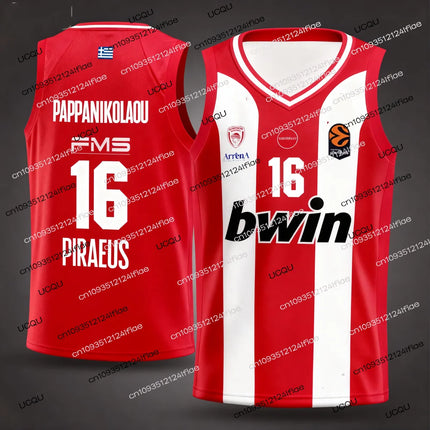 25/26 New Arrivals Olympiacos Athens Basketball Jersey Greek Adult Men's Basketball Quick-drying Vest Fan Special Jersey Set