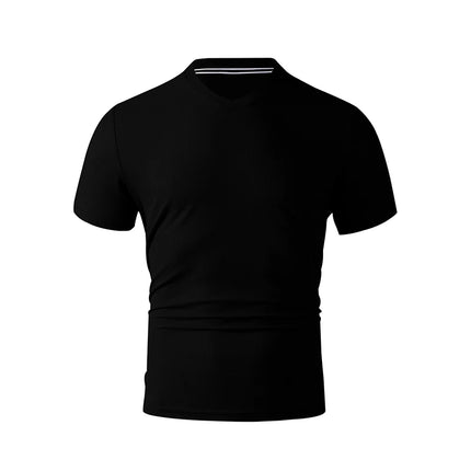 2025 New Men's Casual Fashion Simple V-neck Short-Sleeved T-shirt Summer Comfortable Breathable Versatile Top
