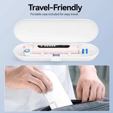 Seago Rotating Electric Toothbrush for Adults with 8 Toothbrush Heads and Travel Box Smart Display 5 Modes Waterproof SG-2607