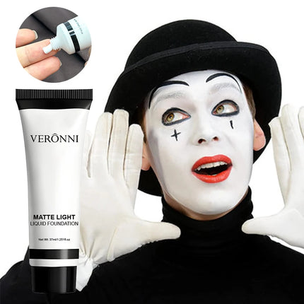 White toning liquid foundation water-resistant,Matte Natural Finish,Lightweight Non-Sticky Foundation Concealer,Halloween makeup