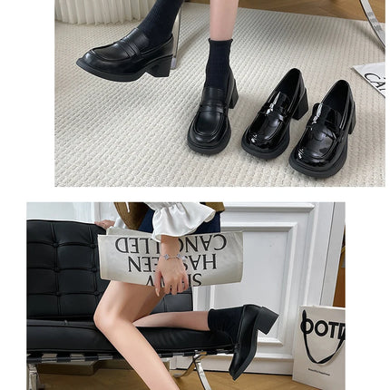 Bla Chunky Heel Mary Janes Women's oes Spring 2026 New High Heel Loers Retro Briti Sle Single oes Faionable Cas...