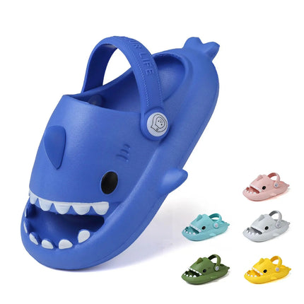 KIDMI Boys Girl Shark Slides Non-Slip Open Toe Cloud Sandals Cute Comfy Cushioned Thick Sole Slippers Cartoon Shower Slippers
