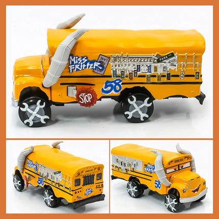 Disney Pixar Car Toys Crazy Miss Fritter School Bus Metal Diecasting Toy Car Model Children's Birthday Gift