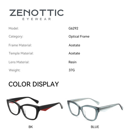 ZENOTTIC (M Size) New Fashion Square Progressive Prescription Eyewear Acetate Myopia Glasses Woman Men Optical Eyeglasses