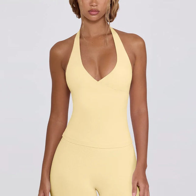 Women's Beautiful Back Nude Feeling Shock-absorbing Gathering Anti Sagging Fitness Sports Vest Suspender Neck Hanging Yoga Bra