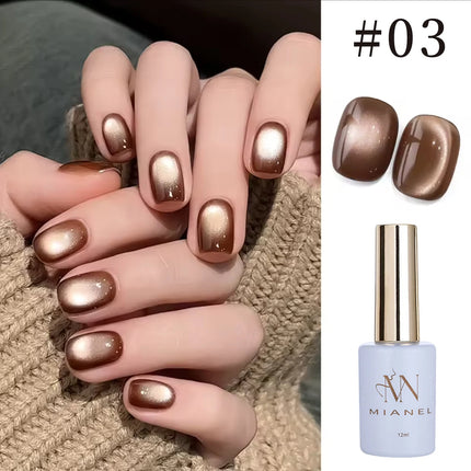 12ml 1-21pcs 2026 New Brown Gold Glass Bead Cat Eye Gel Nail Polish Black Red Magnet Cat Eye Gel Polish Gold Nails Nail Art