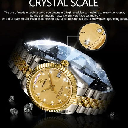 Holuns Luxury Classic 36/41mm Gold Men's Watches Japan MIYOTA Quartz Movt Stainless Steel Classic Business Wristwatch Waterproof