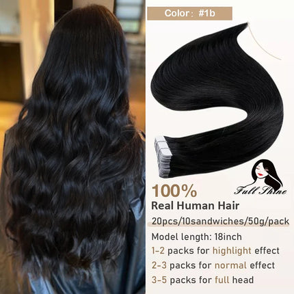 Full Shine Tape in Hair Extensions Remy Human Hair Balayage Highlights Natural Hair For Salon