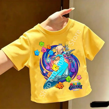 Super Marios T-shirt for Children Cartoon Anime Clothes Round Collar Clothing Short Sleeve Kid Summer Tee Top