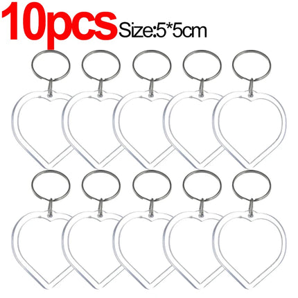 1/20Pcs Blank Acrylic Picture Keychain DIY Clear Insert Photo Split Key Ring Frame Key Chains Couple Anniversary Graduation Gift