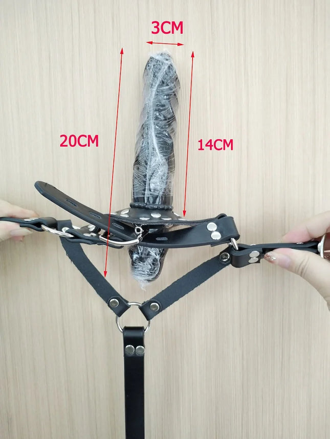 Bdsm Bondage Harness Strap Head Belts with Silicone Hollow Mouth Gag Ball and Nose Hook for Fetish Slave Role Play Sex Toys