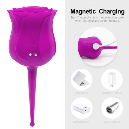 G-Spot  Stimulating Vibrators  oral Sucking Handheld Rose Flower Shape   Adult Toys Sex for Female Women