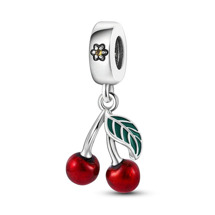 New 925 Sterling Silver Charms Bead Red Cherry Strawberry Love Heart Charm Fit Original Bracelet Pendant DIY Jewelry For Women